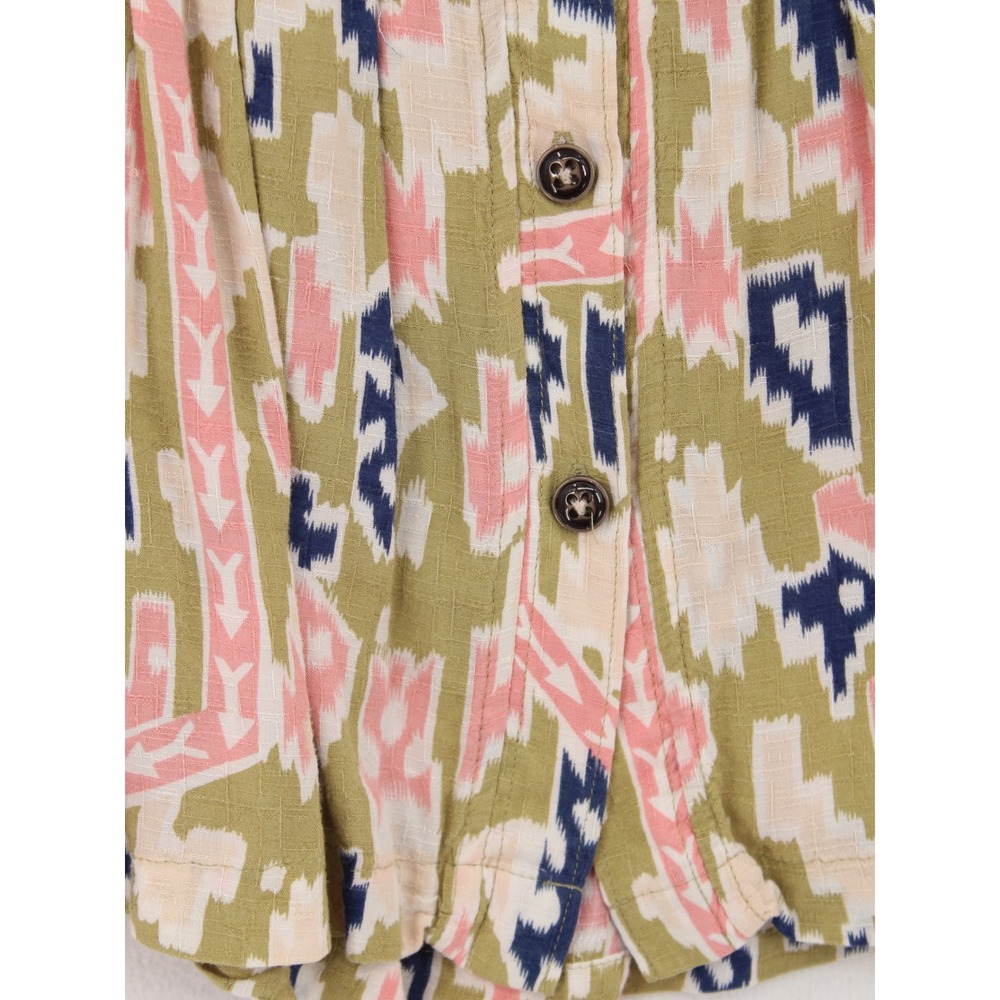 Maeve Anthropologie Pleated Tank Top size 6 Ikat Tribal Print Button Front Boo - Picture 4 of 11